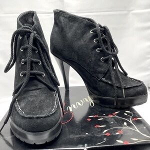 Envy Black Ankle Boots with Stiletto Heels lug soles